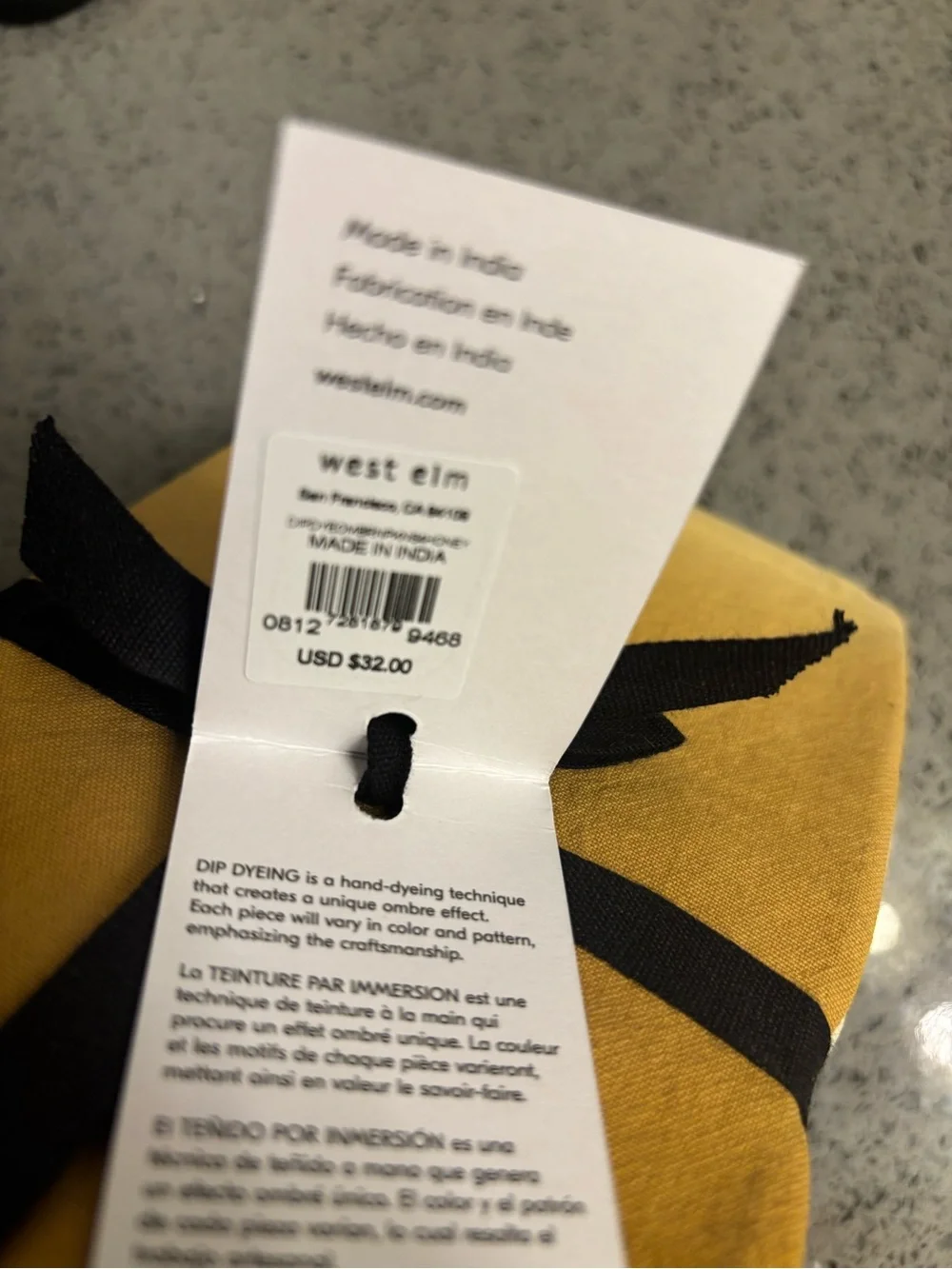 West Elm Mustard Yellow Cloth Napkin Set - 4 Pack new